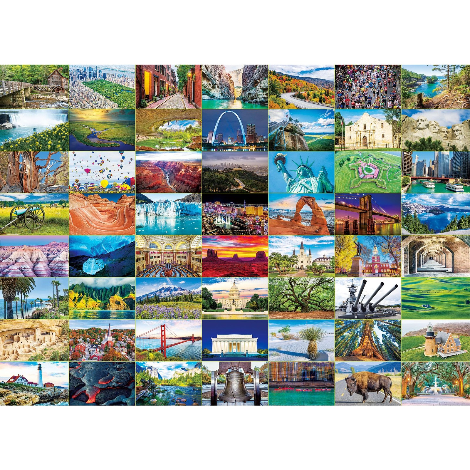 BenBen Puzzles for Adults 1000 Pieces, 56 USA Landmarks, Traver Landscape