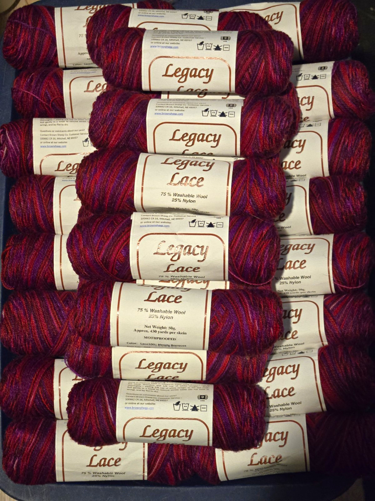 Brown Sheep Legacy Lace Hearts Bouquet Yarn 28 Skeins Wool Nylon 12040 Yds USA
