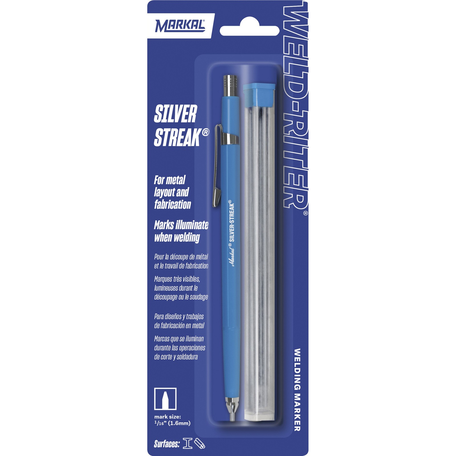 Markal Silver-Streak Metal Marker Holder with 6 Refills, Model# 96112 Markal Silver-Streak Metal Marker Holder with 6 Refills, Model# 96112