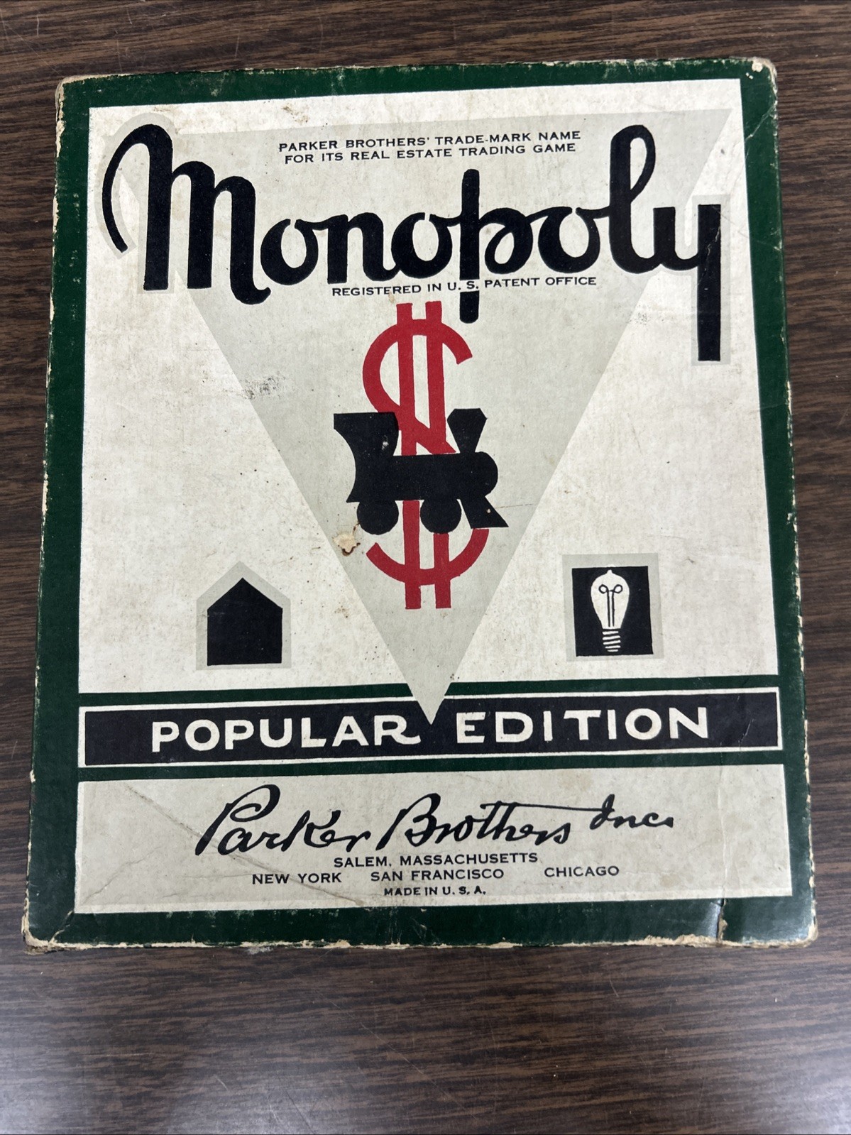 Vintage 1950\'s Monopoly Green Box Edition ~ No Board  ~ US Patent