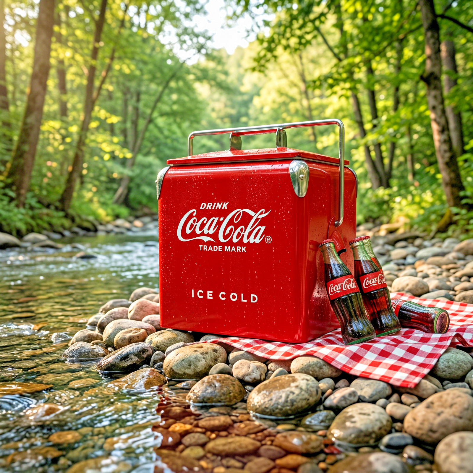 Coca-Cola 14Qt Retro Metal Cooler, Rugged 18-Can Portable Ice Chest, Classic Red