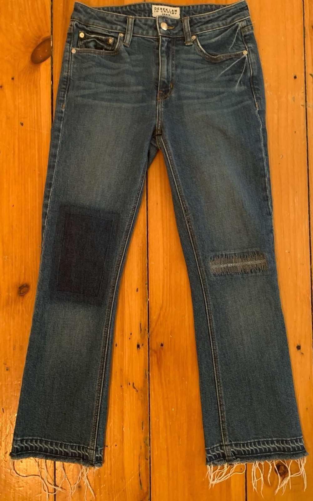 Derek Lam 10 Crosby Mid Rise Slim Straight Cropped Flare Jeans Size 27