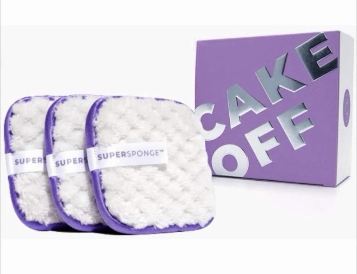 NIB💜CAKE OFF 3 PC REUSABLE MAKE UP REMOVING PADS💜DOUBLE SIDED💜200 WASHES