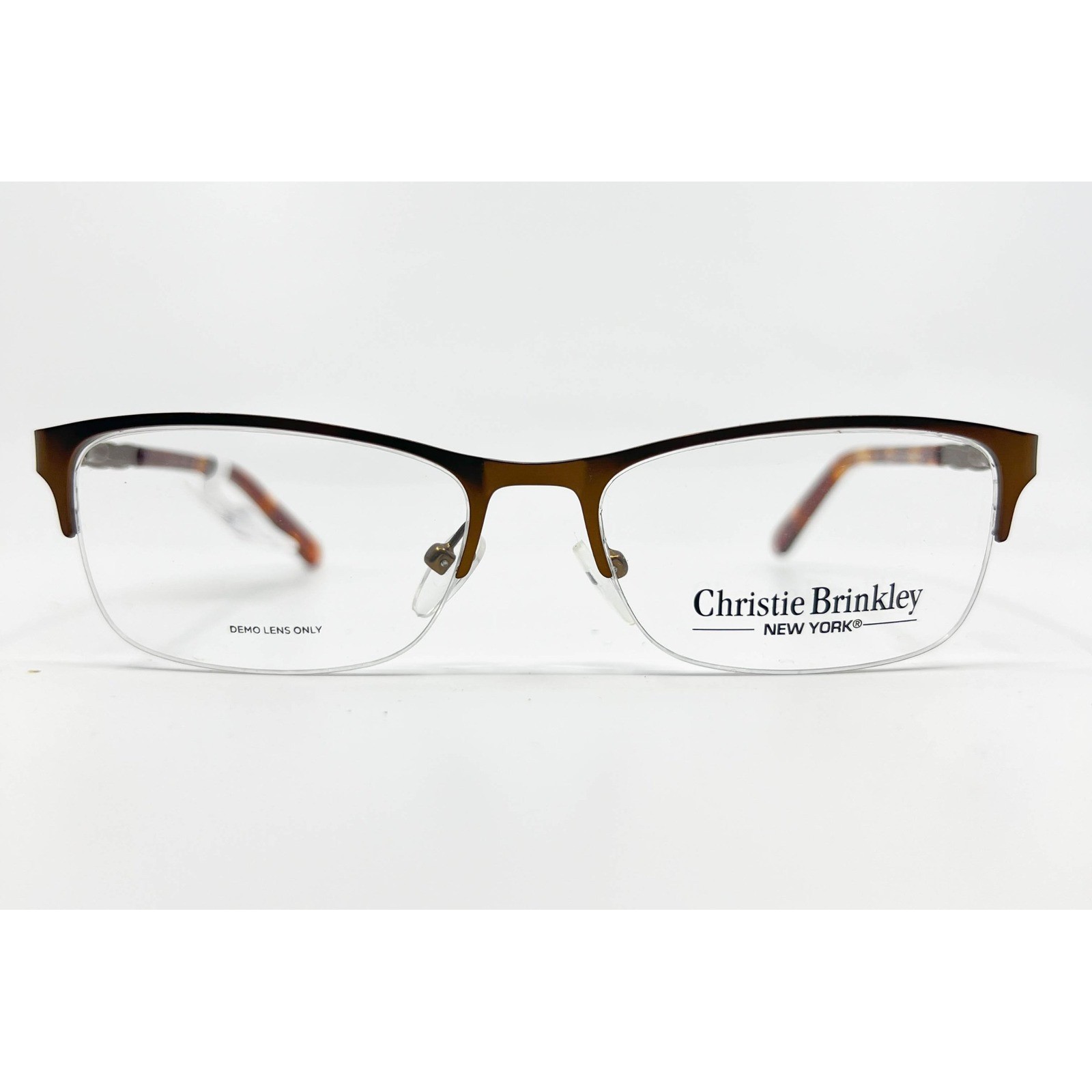 Christie Brinkley Eyeglasses Women Brown New Semi-Rimless 52-16-135 LT52076523