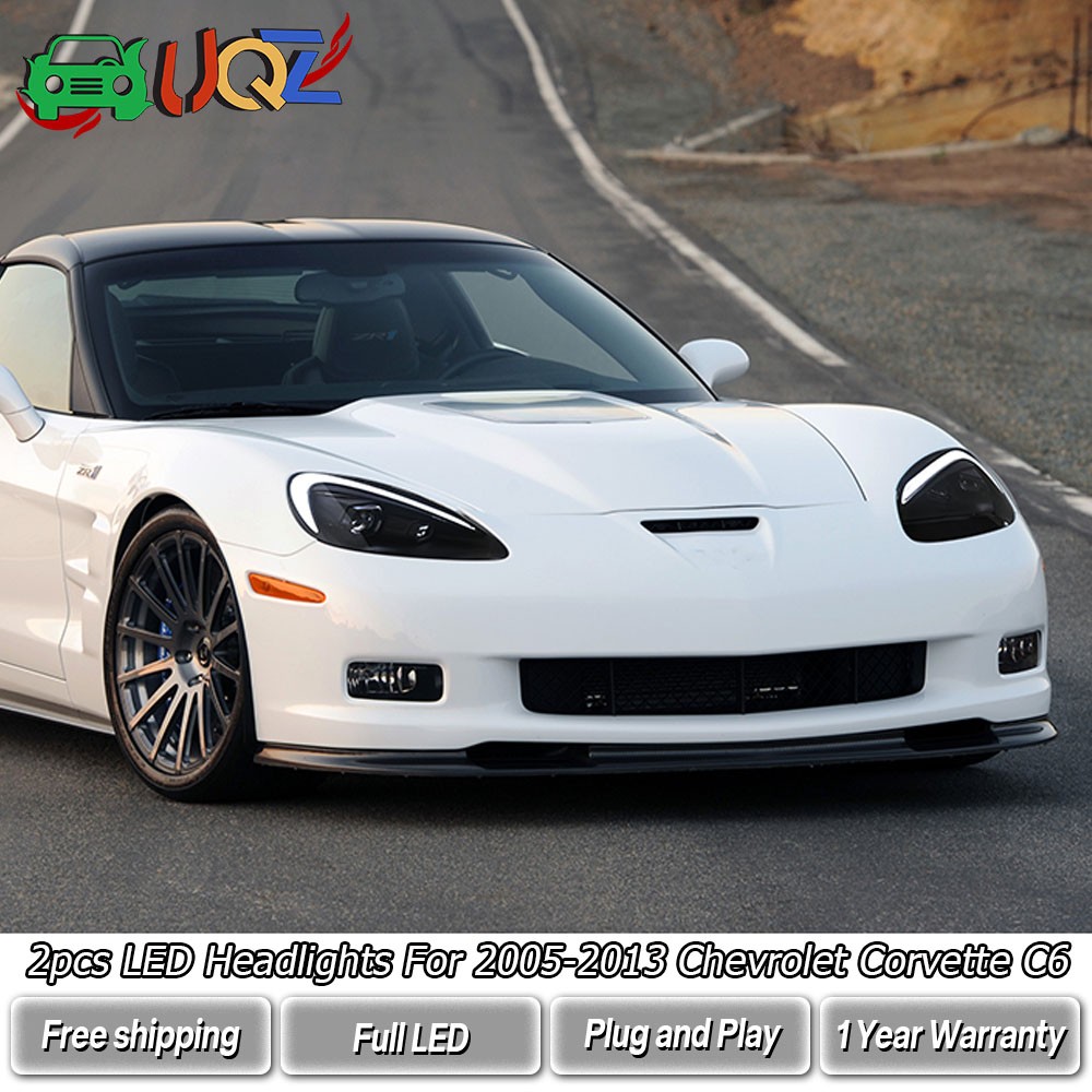For 05-13 Chevy Corvette C6 Smoke Projector Headlights w/ DRL Sequential Signals For 05-13 Chevy Corvette C6 Smoke Projector Headlights w/ DRL Sequential Signals