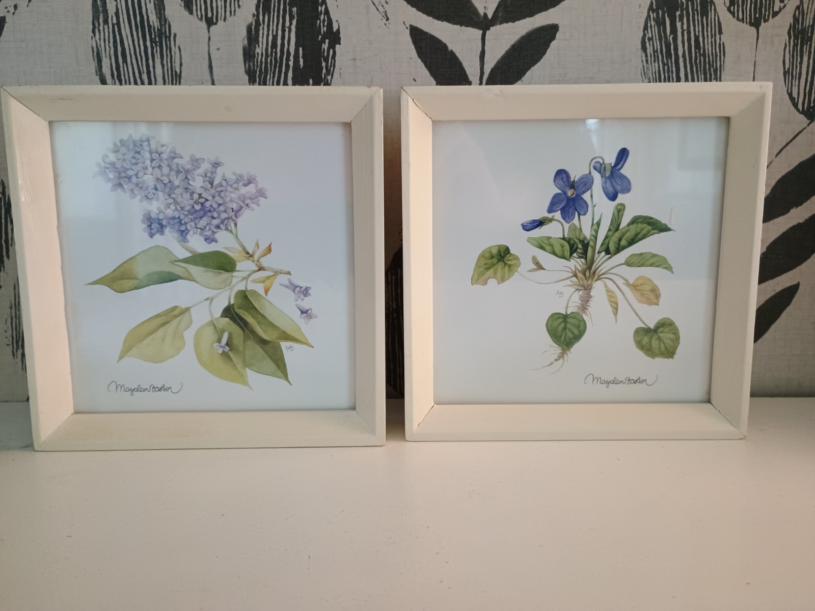 Marjolein Bastin Framed Botanical Lilac and Violet Print Set of Two 6x6 Marjolein Bastin Framed Botanical Lilac and Violet Print Set of Two 6x6