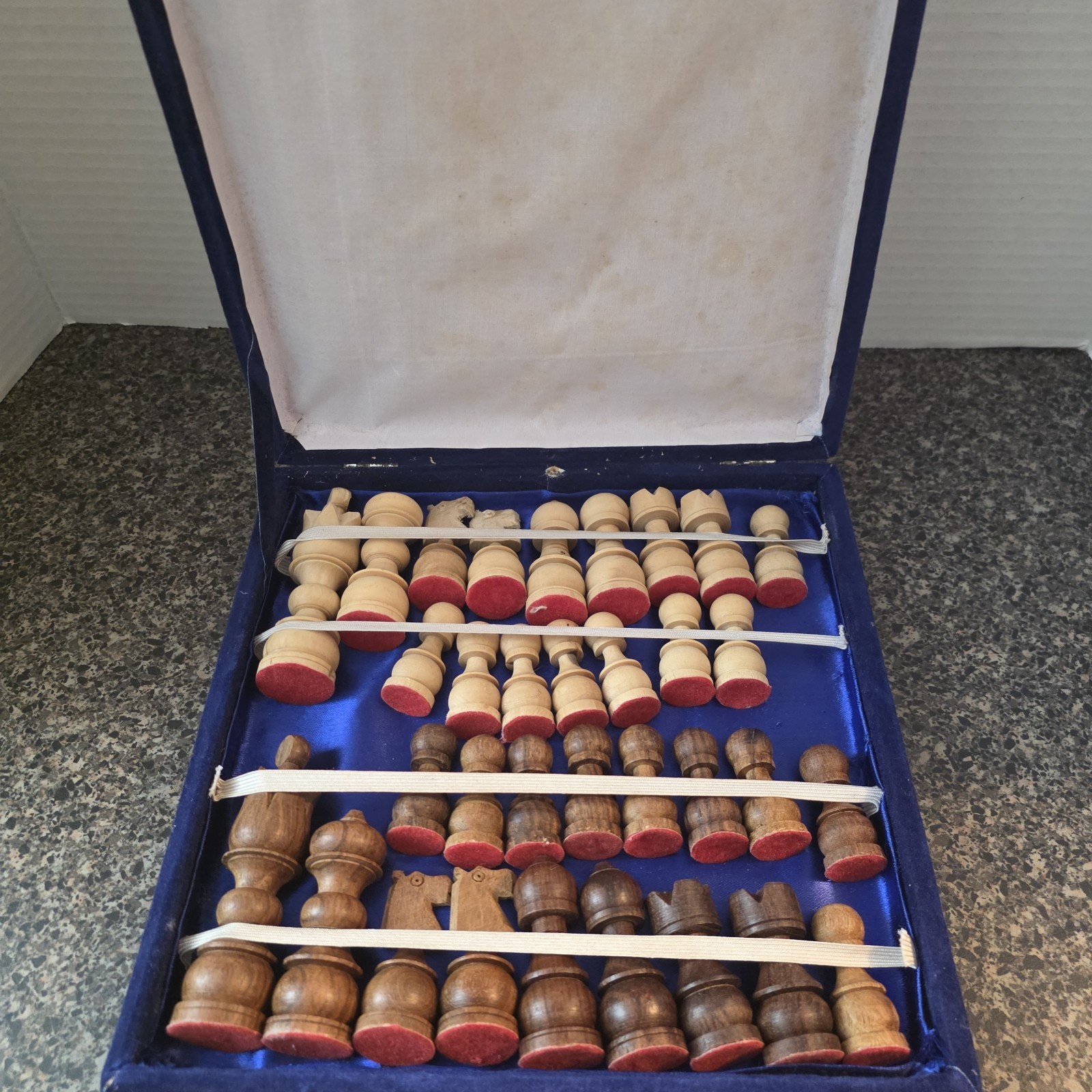 Vintage Wooden Chess Pieces Complete Set 3.5\