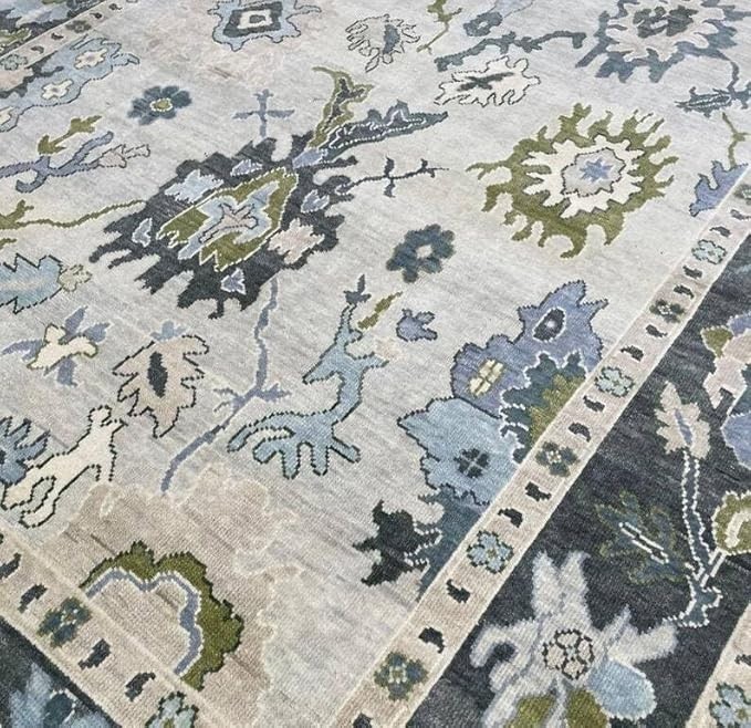 Hand Knotted Modern Oushak Rug for Living Room, Dining Room, Office Area Rug.