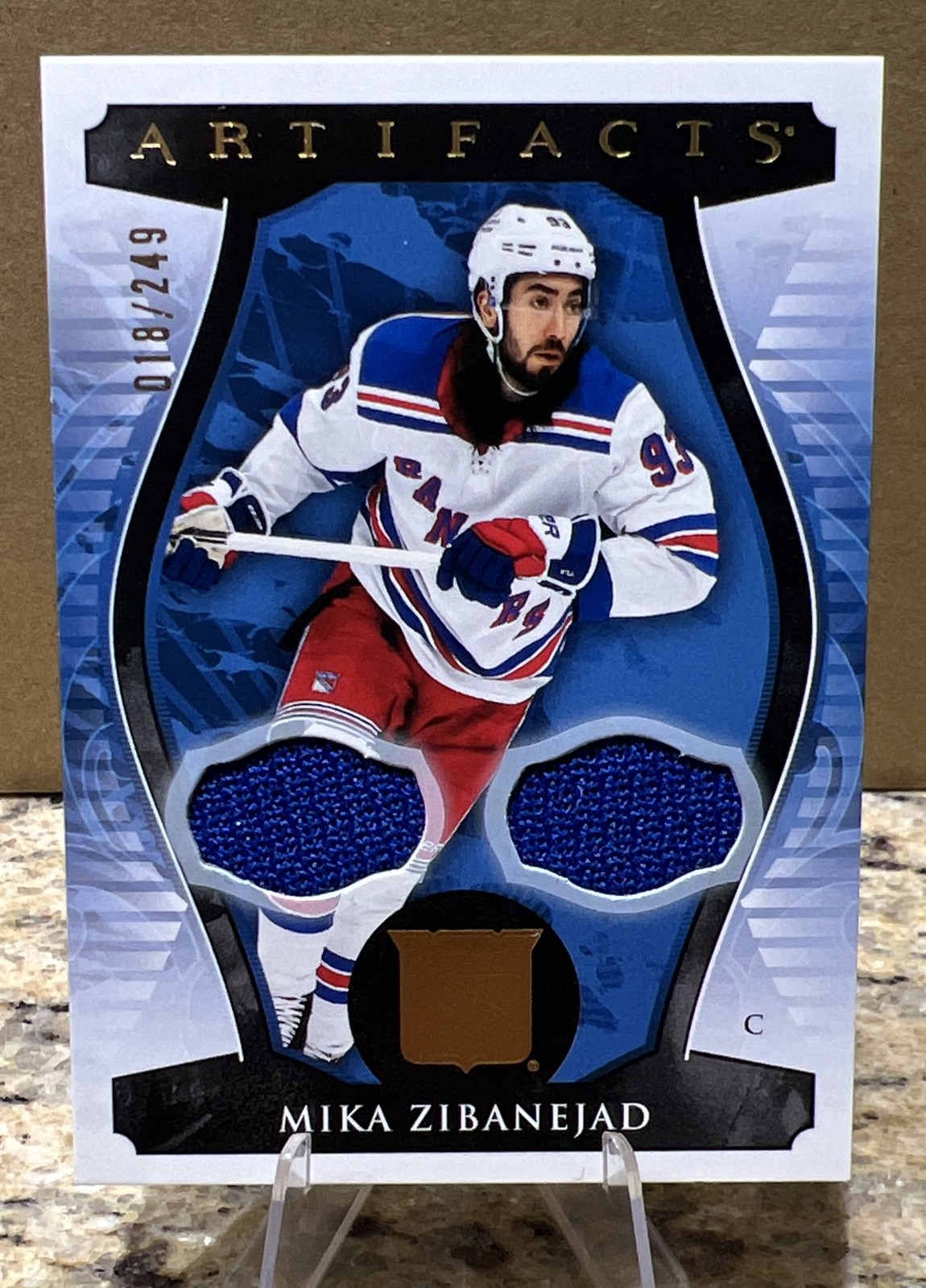 2023-24 UD Artifacts - JERSEY Mika Zibanejad GOLD MATERIAL/249 New York Rangers