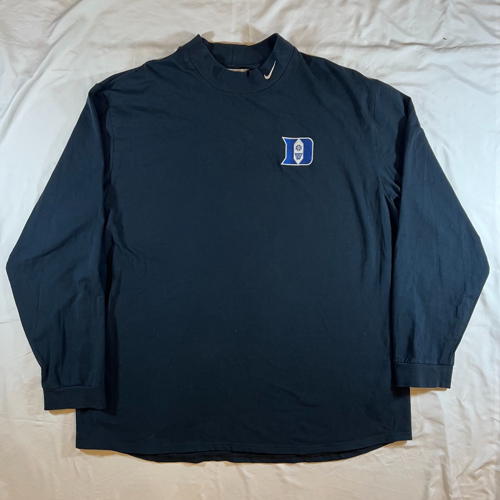 Vintage 90s Nike Duke Blue Devils Basketball Mock Neck Shirt 2XL Swoosh Warm Up