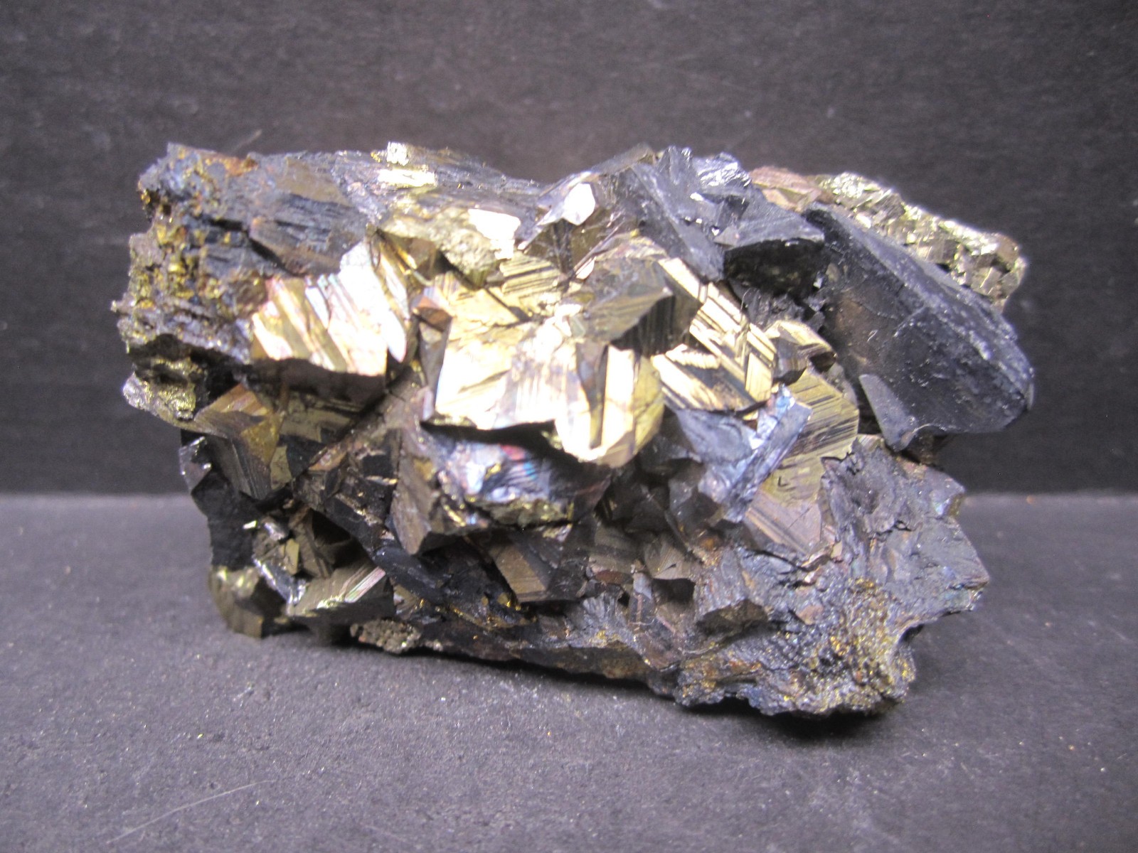 Chalcopyrite with Tetrahedrite Crystal Cluster, Huanzala Mine, Peru #21 Chalcopyrite with Tetrahedrite Crystal Cluster, Huanzala Mine, Peru #21