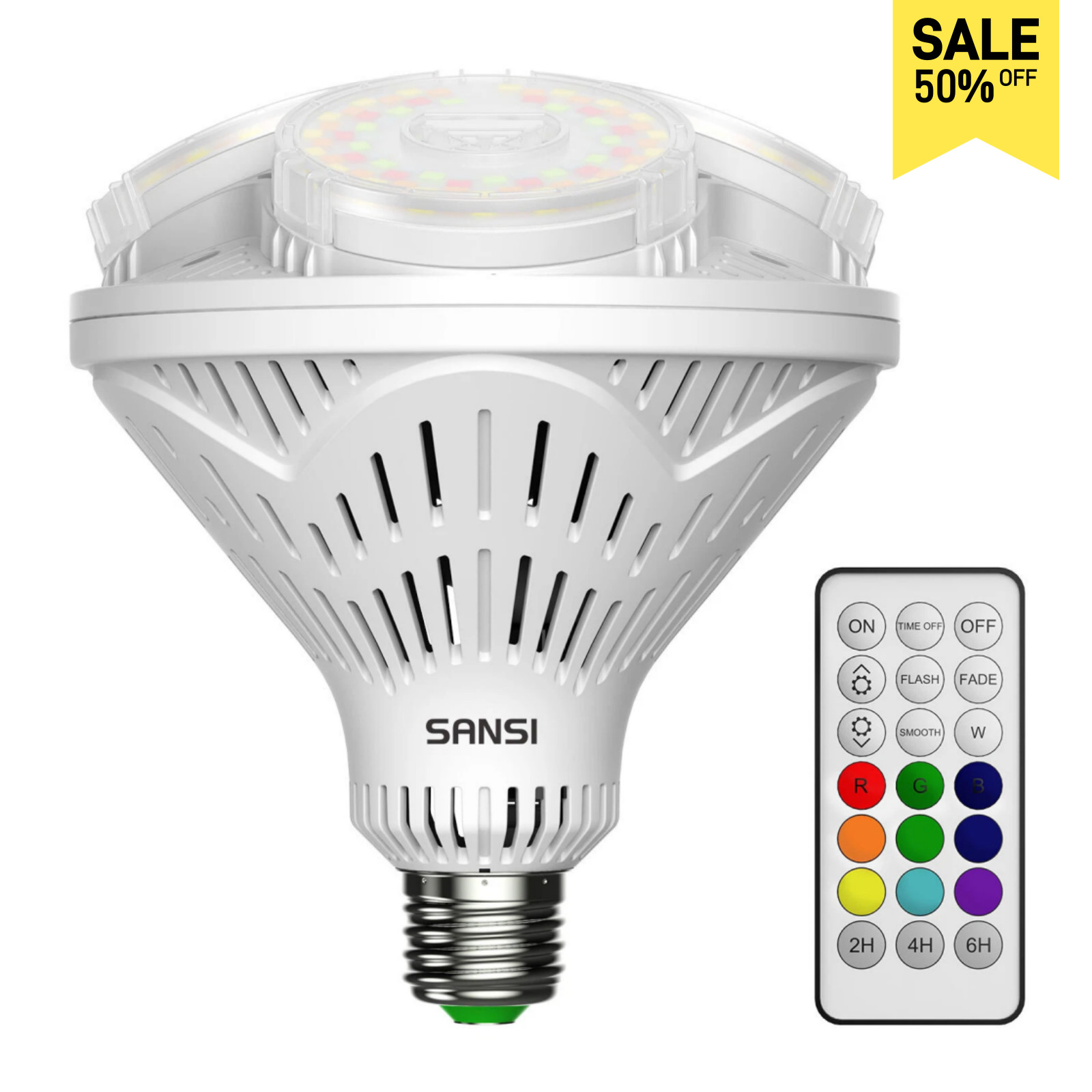 SANSI RGBW LED Light Bulb 4000LM 40W(260W Equivalent) Dimmable W/Timing Remote SANSI RGBW LED Light Bulb 4000LM 40W(260W Equivalent) Dimmable W/Timing Remote
