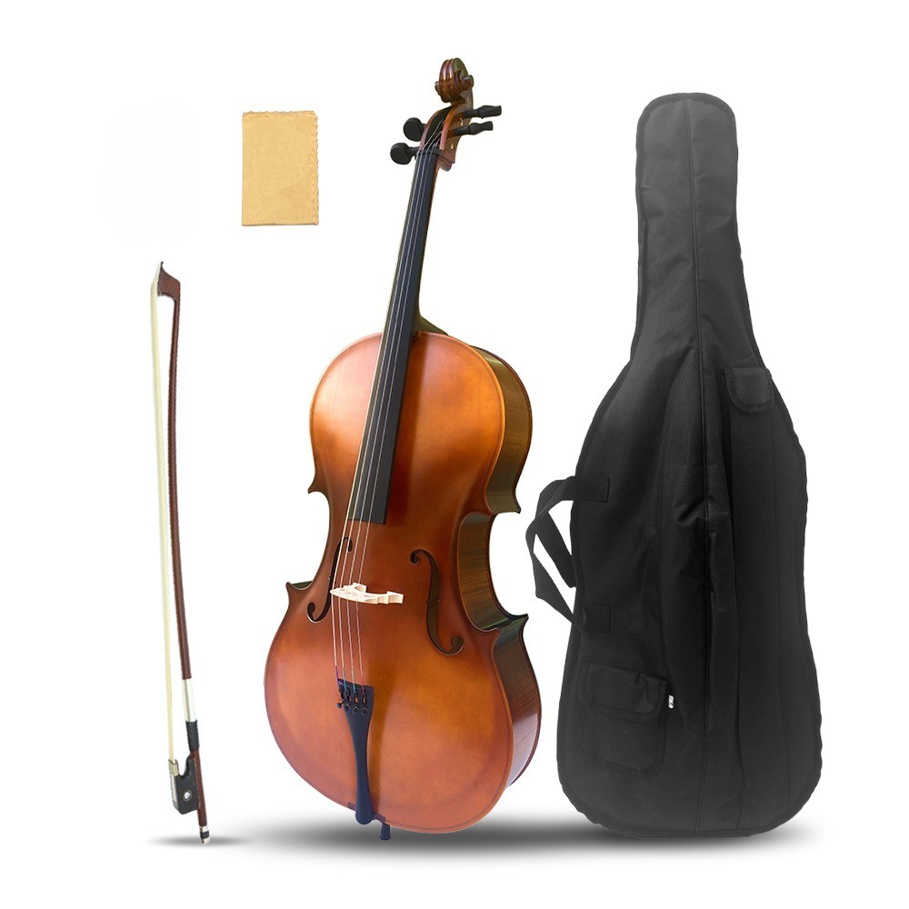 Brown Acoustic Cello 1/8 Tiger Stripe Beginner Cello Complete Kit