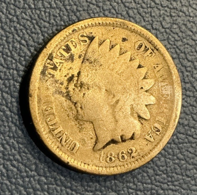1862 Indian Head Cent 1c - Vintage Copper Cent