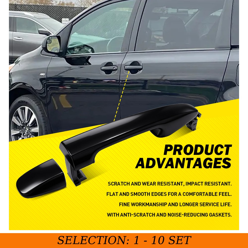 1-10 Left Right Rear Exterior Outer Door Handle For Toyota Venza 2009-2012 Black