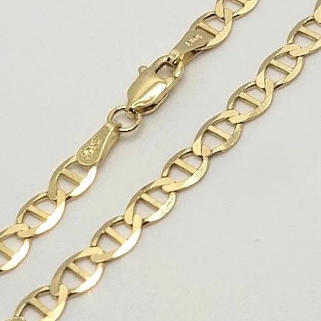 10K Solid Yellow Gold Link Chain Bracelet Necklace 3.2mm~6mm Size 7\