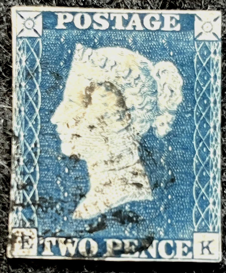 GB QV 1840 POSTAGE STAMP 2D BLUE 4 MARGIN IMPERF FINE USED CAT.£875 GB QV 1840 POSTAGE STAMP 2D BLUE 4 MARGIN IMPERF FINE USED CAT.£875