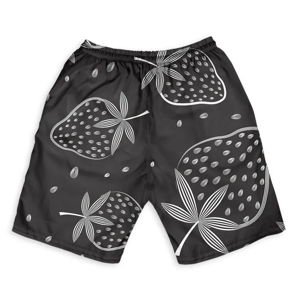 Men\'s Strawberry Berry Pattern Hawaiian Beach Shorts