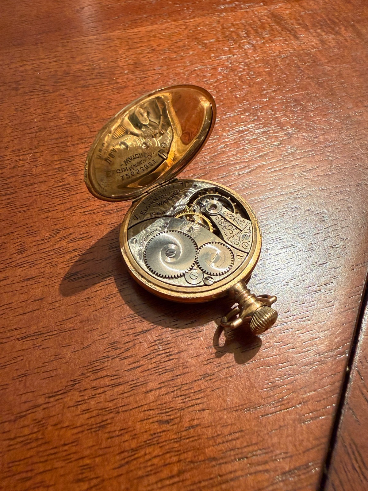 Antique Elgin Ladies Pendant Pocket Watch Fancy Gold Dial J Boss 25 Year Runs