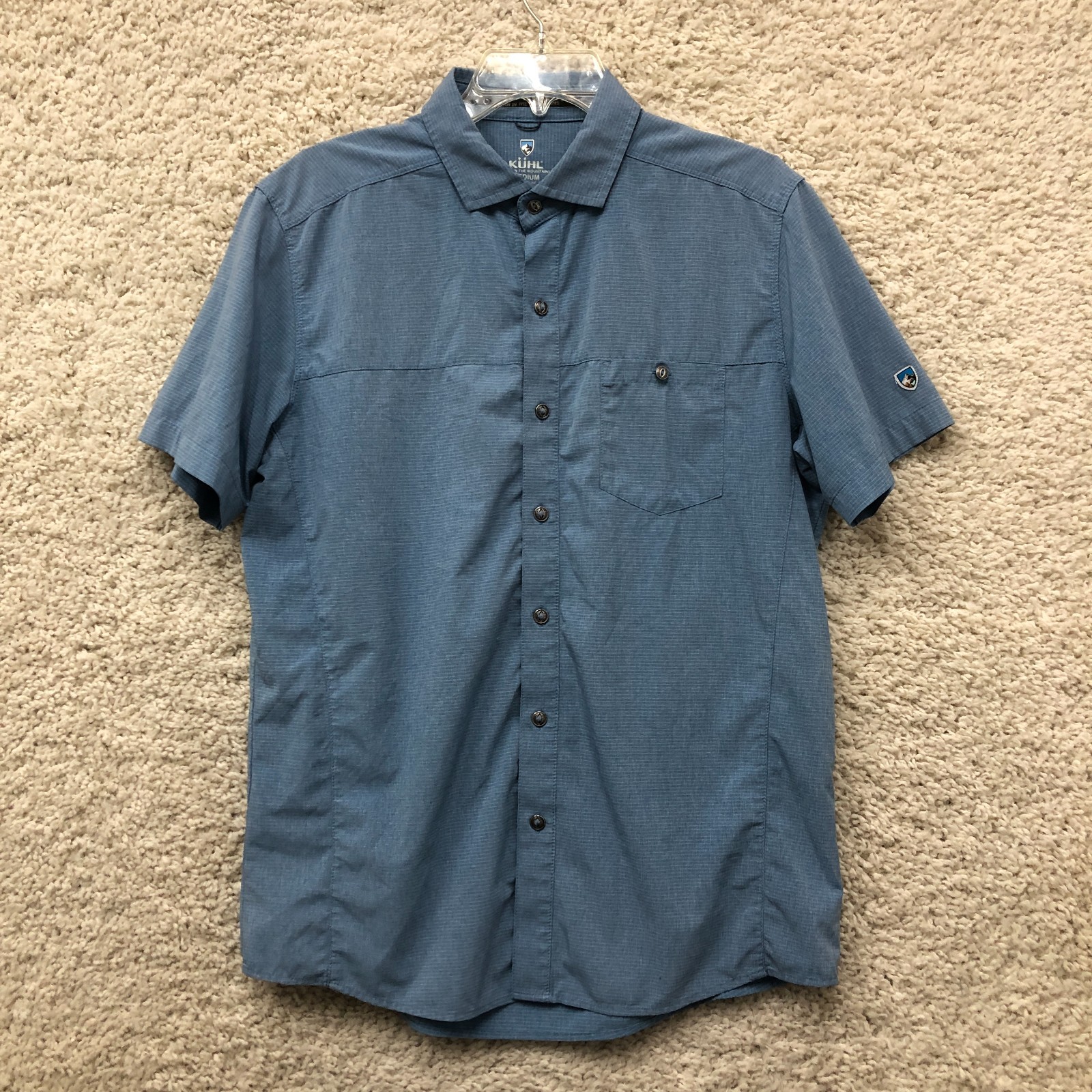 Kuhl Button Up Shirt Medium Mens Blue Optimizr Tapered Fit Performance Stretch