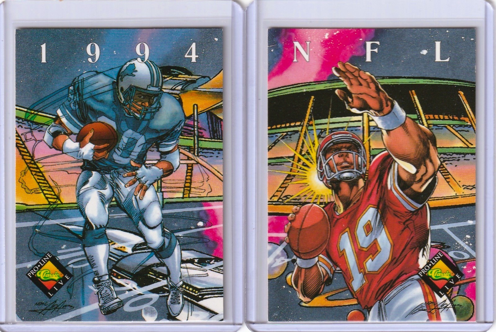 1994 Classic Pro Line Live Barry Sanders #405 Joe Montana #403 Neal Adams Lot