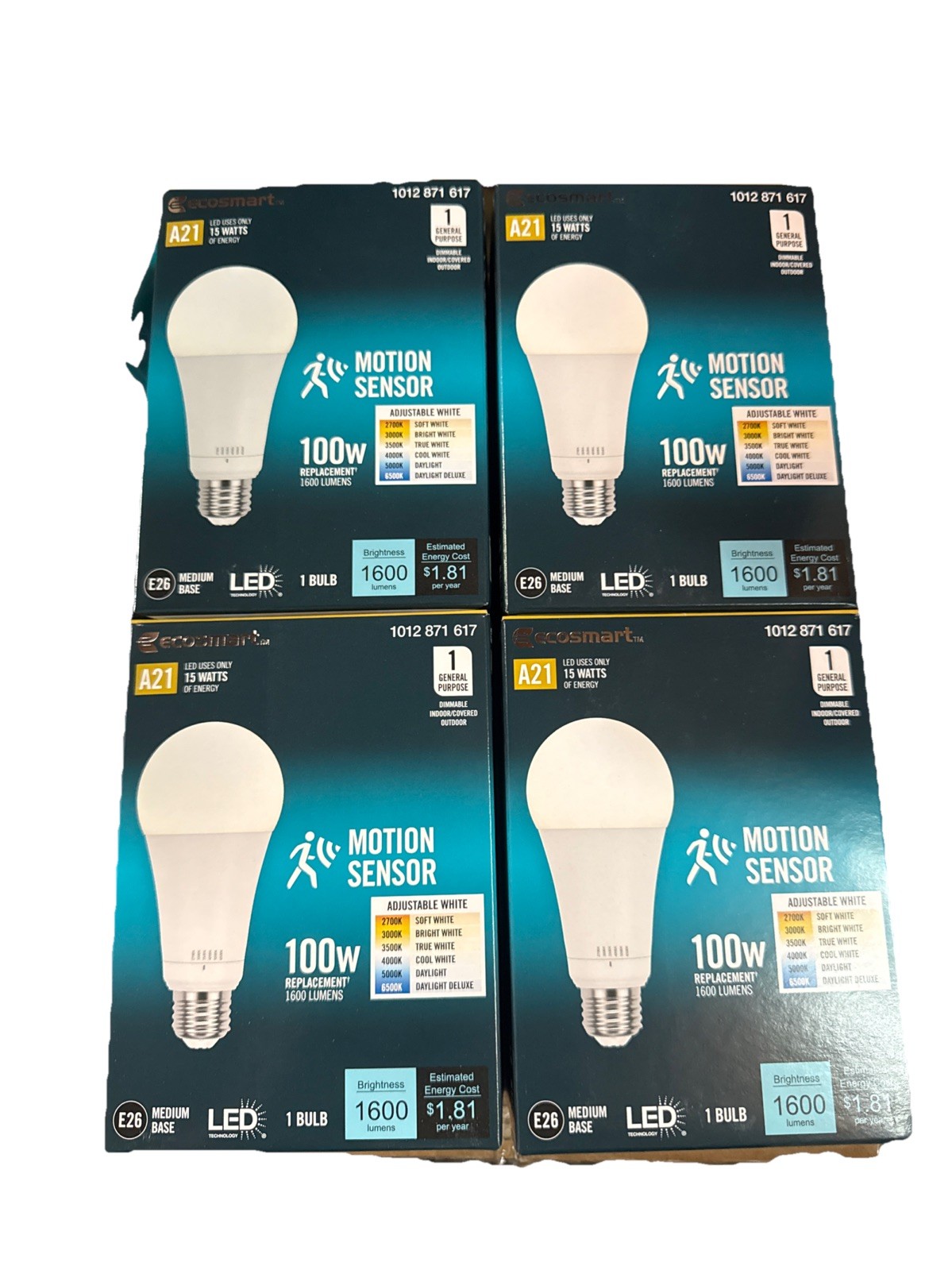 EcoSmart 100-Watt Equivalent A21 Dimmable Motion Sensor LED Light Bulb ( 4 Pack EcoSmart 100-Watt Equivalent A21 Dimmable Motion Sensor LED Light Bulb ( 4 Pack