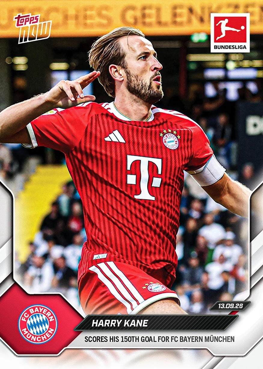 Harry Kane Scores 150th Club Goal 2026-27 Bundesliga Topps NOW #20 PRESALE Harry Kane Scores 150th Club Goal 2026-27 Bundesliga Topps NOW #20 PRESALE
