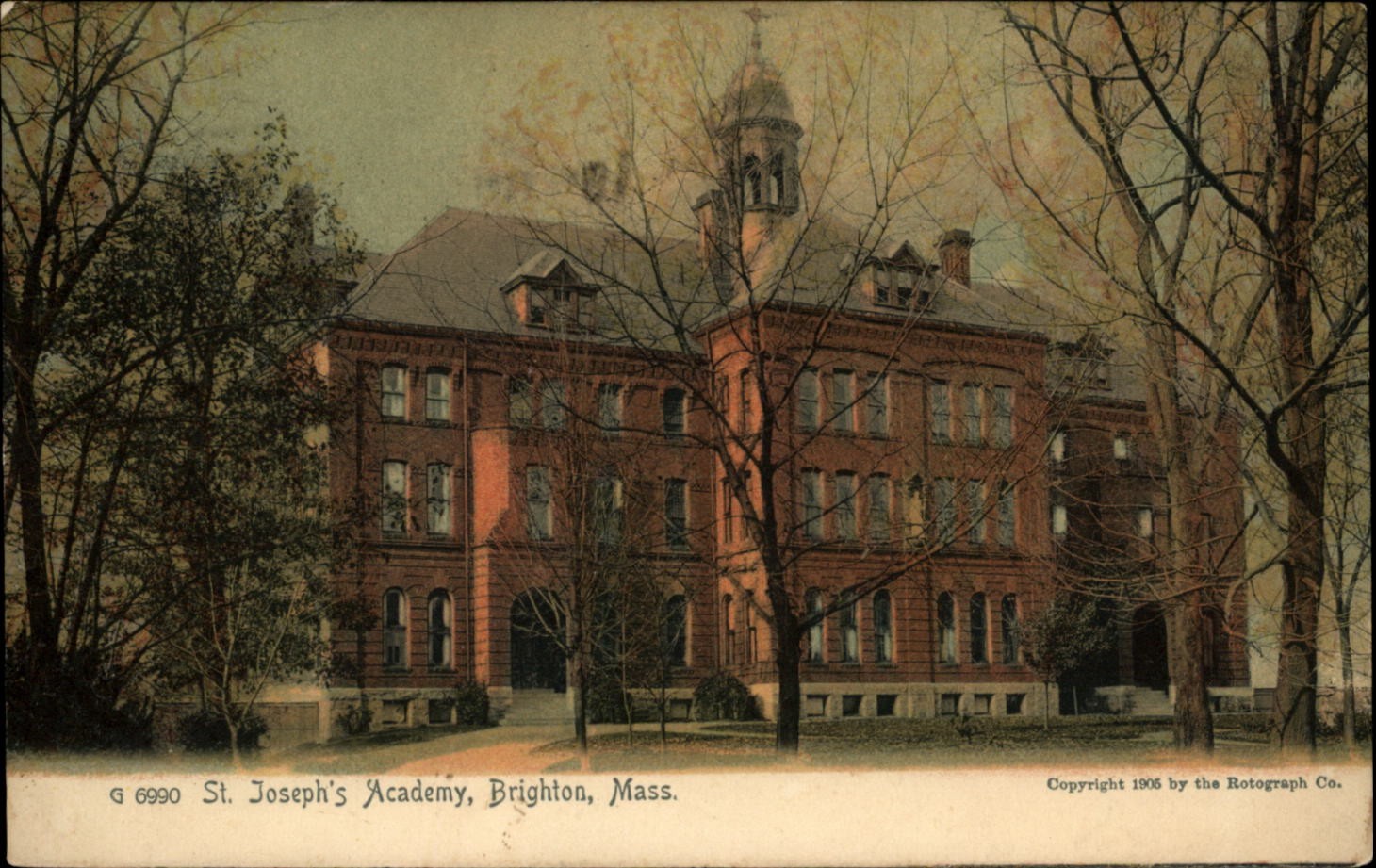 St Josephs Academy Brighton Massachusetts vintage Rotograph postcard v171