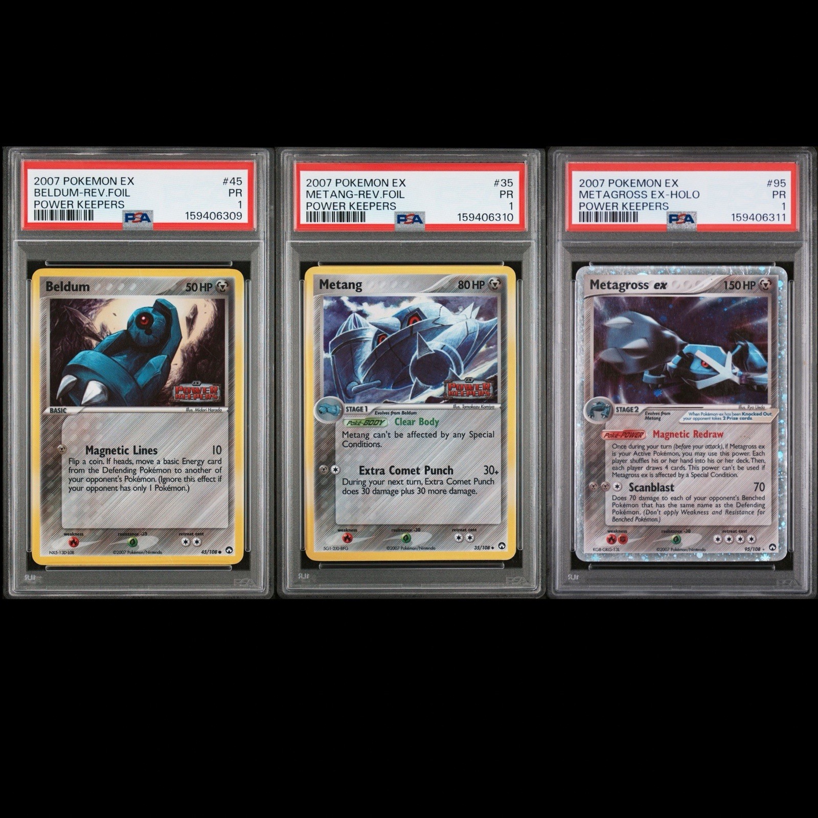 PSA 1 Sequential Beldum Metang Metagross Reverse Holo Foil EX Power Keepers PR