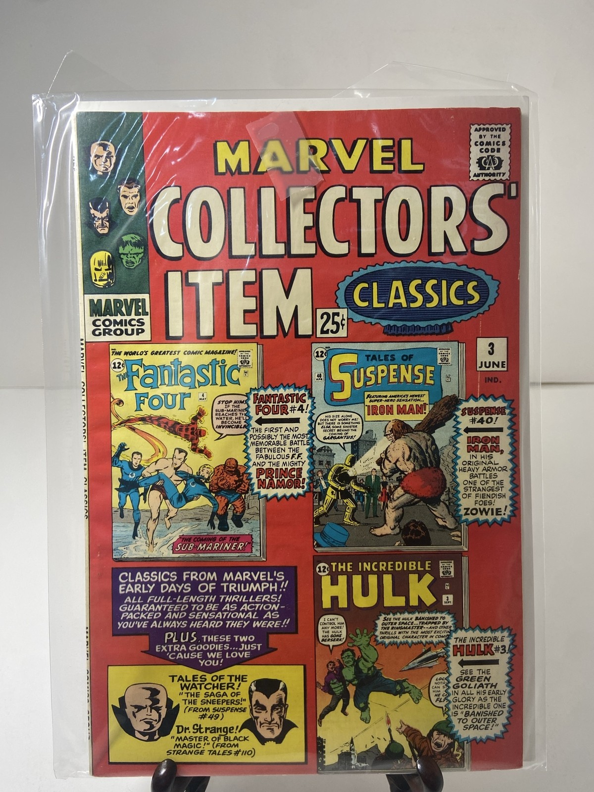 Vintage 1966 Marvel Collectors\' Item Classics #3 Comic Book 25¢ Silver Age Hulk
