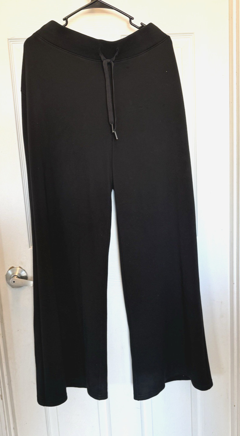 SPANX Air Essentials Wide Leg Pants Very Black size Large Pull On Drawstring