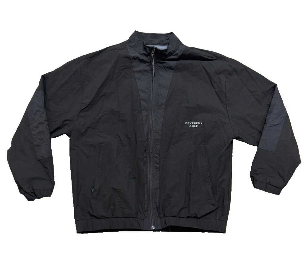 Devereux Golf Keep black Windbreaker Jacket Men\'s Large big logo on back Devereux Golf Keep black Windbreaker Jacket Men\'s Large big logo on back
