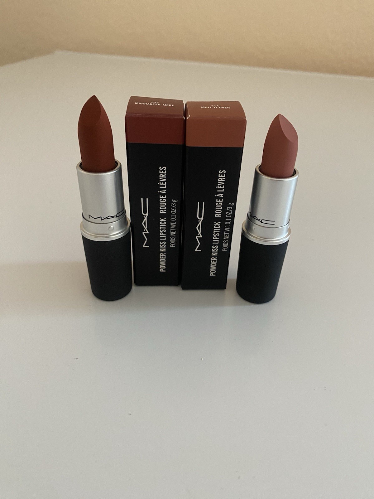 POWDER KISS LIPSTICK  WT. 0.1 0Z./3 g Mac 925 Marrakech Mere 314 Mull It Over