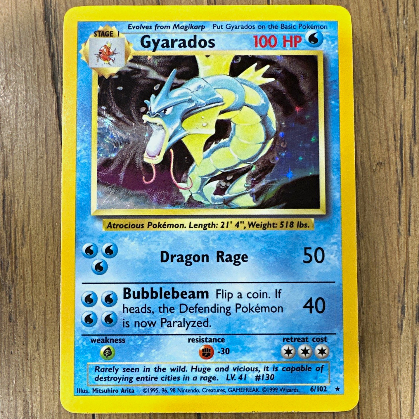 The Pokémon Company Gyarados 006/102 Base Set Holo Rare EN 1999 100HP Arita