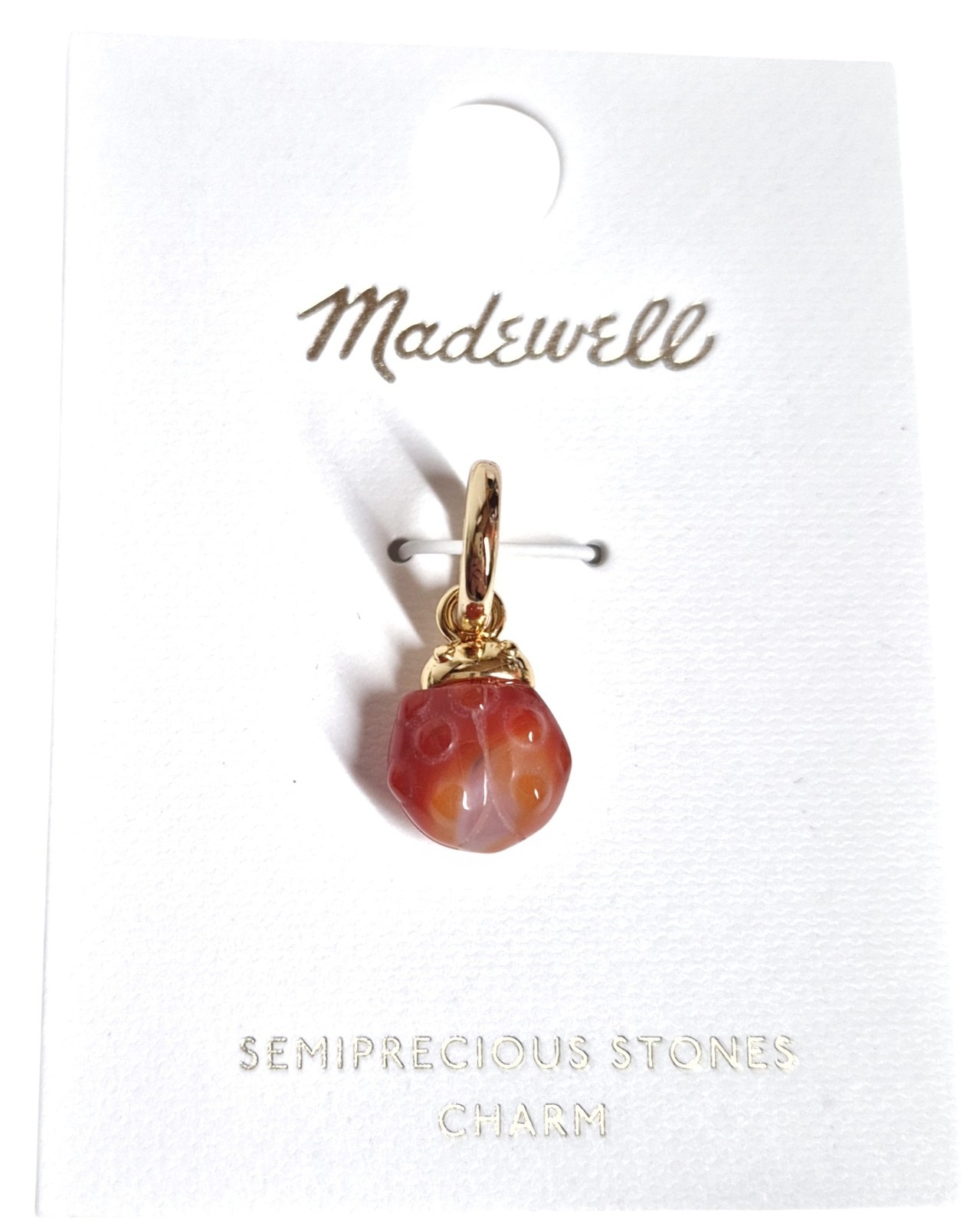 Madewell Semiprecious Ladybug Charm Antique Gold Red Brass Nickel Safe New