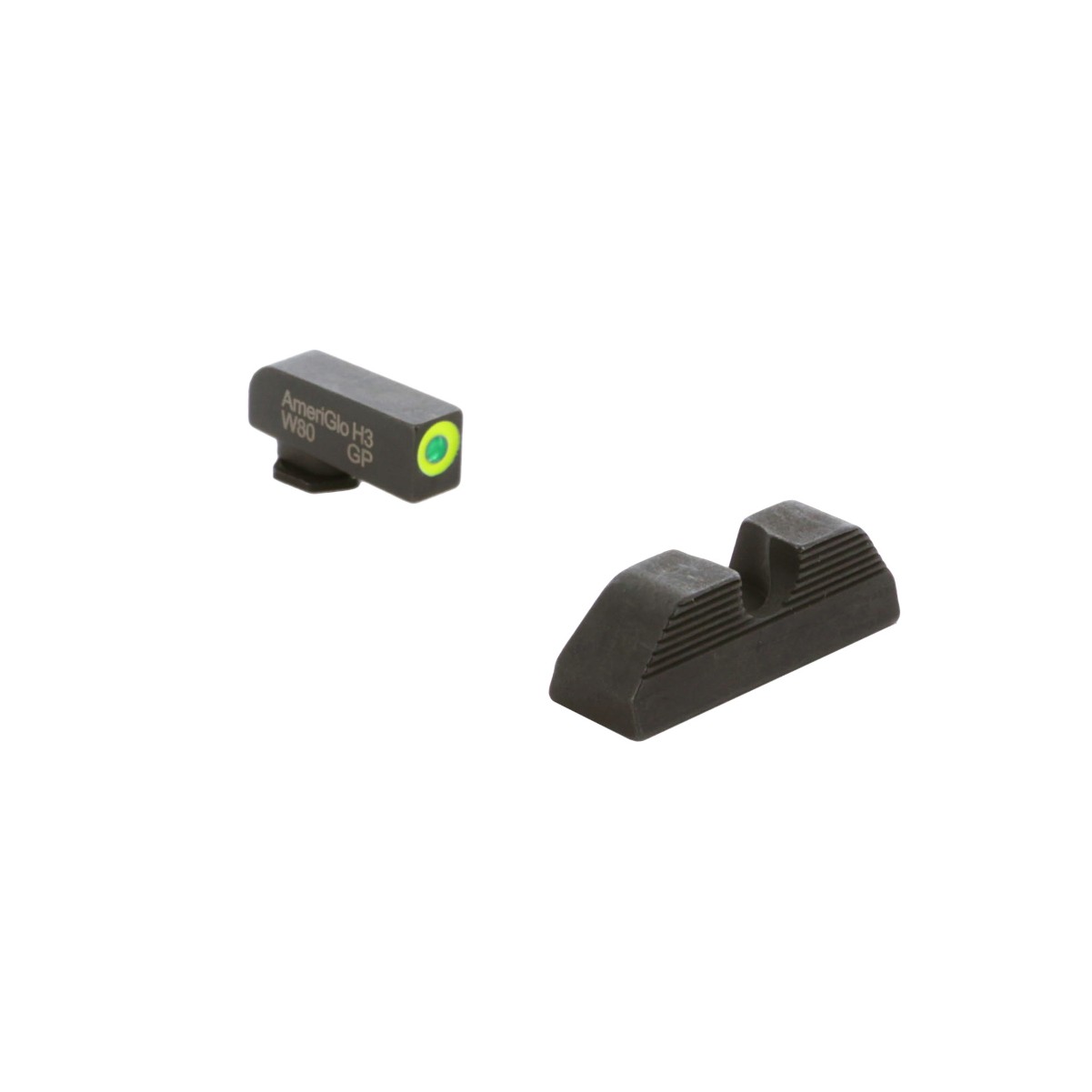 AMERIGLO UC Green Tritium LimeLumi Outline FRONT, Black Serrated U notch REAR
