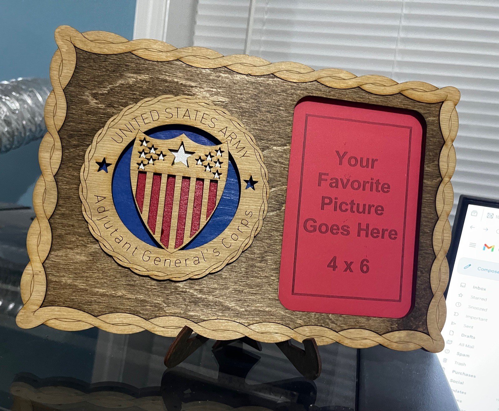 Adjutant General's Corps Picture frame wooden plaque 