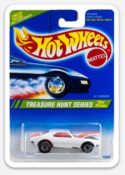 Hot Wheels 1995 Treasure Hunt 1967 Chevy Camaro FLAT MAGNET