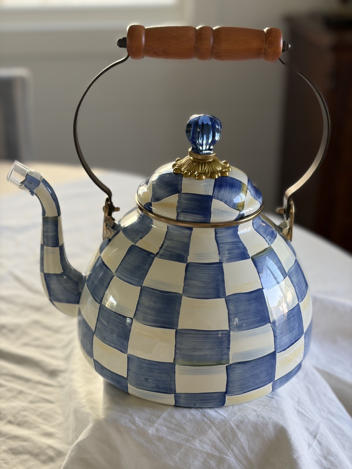 Mackenzie Childs Royal Check Teapot - New 3 Quart Mackenzie Childs Royal Check Teapot - New 3 Quart