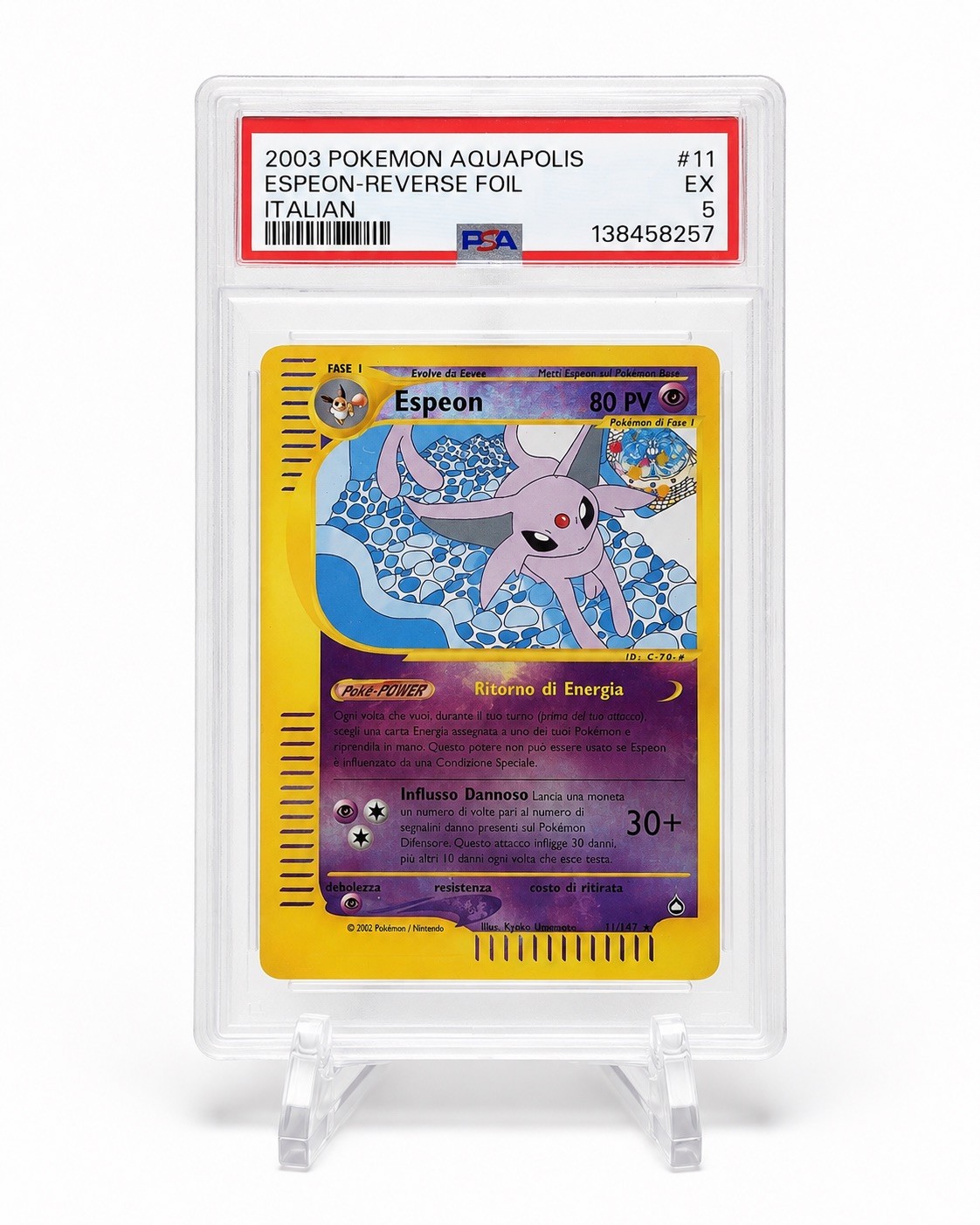 2003 Pokemon Aquapolis #11 Espeon Reverse Foil PSA 5 EX