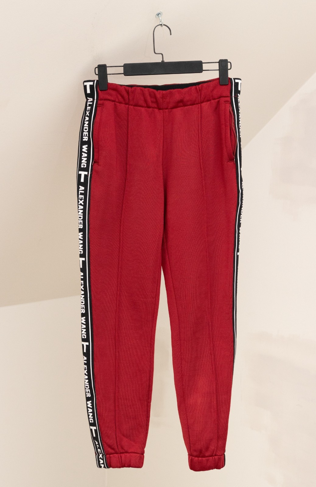 Alexander Wang Luxury Women\'s Red Cotton Logo Jogger Sweatpants Size S