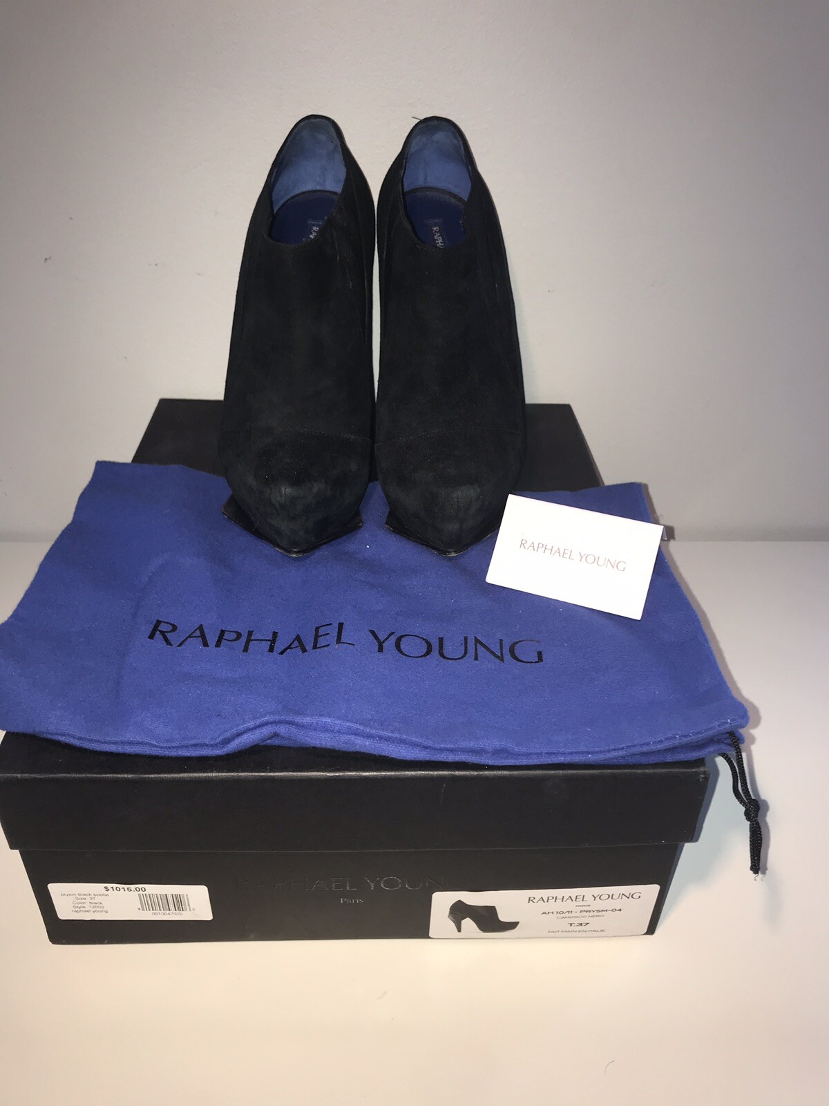 Raphael Young Prysm Black Suede Booties Size 37