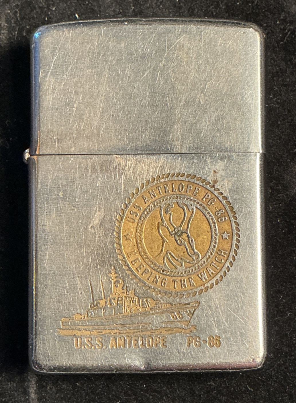 VINTAGE 1970 VIETNAM WAR ERA ISSUED USS ANTELOPE PG-85 ZIPPO LIGHTER VINTAGE 1970 VIETNAM WAR ERA ISSUED USS ANTELOPE PG-85 ZIPPO LIGHTER
