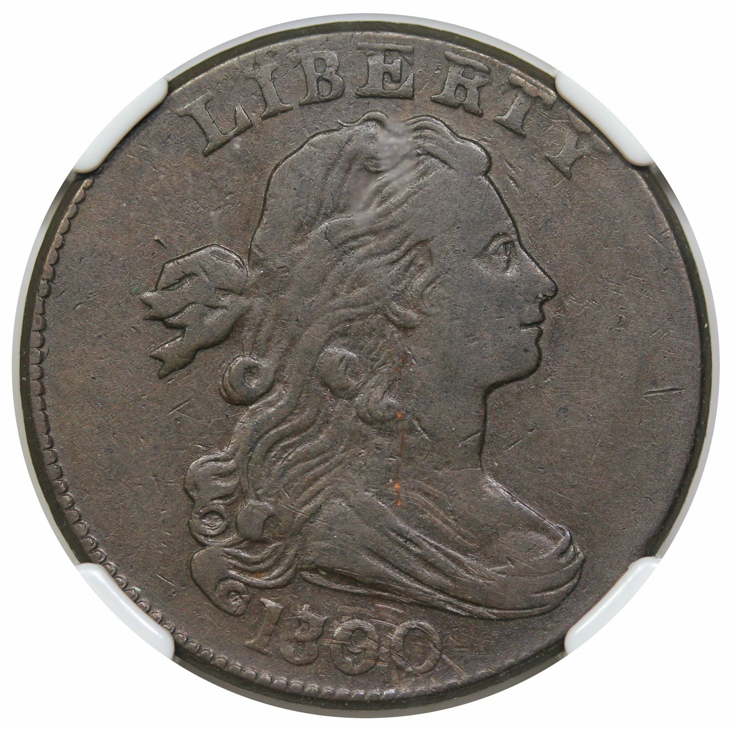 1800/79 Draped Bust Large Cent, Style 2 Hair, scarce S-193, R4, NGC VF25 1800/79 Draped Bust Large Cent, Style 2 Hair, scarce S-193, R4, NGC VF25