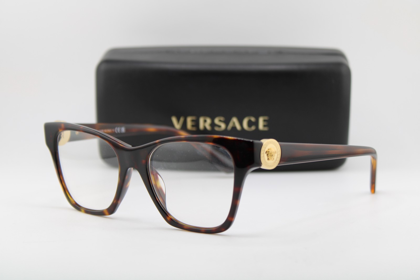 NEW VERSACE MOD. 3341-U 108 BROWN HAVANA GOLD AUTHENTIC EYEGLASSES 52-18 NEW VERSACE MOD. 3341-U 108 BROWN HAVANA GOLD AUTHENTIC EYEGLASSES 52-18
