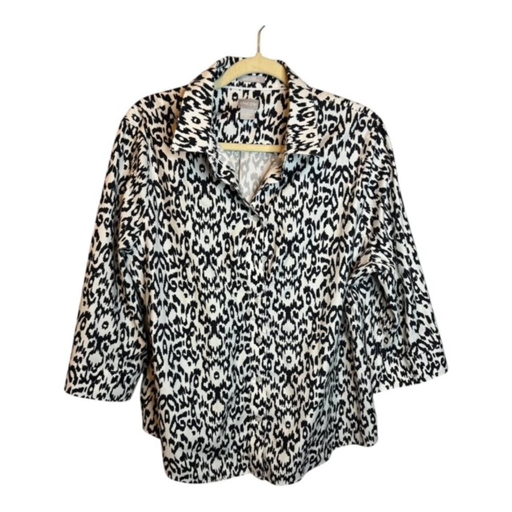 Chico\'s Blouse Women\'s Size XL Abstract Animal Print No Iron Chico\'s 3