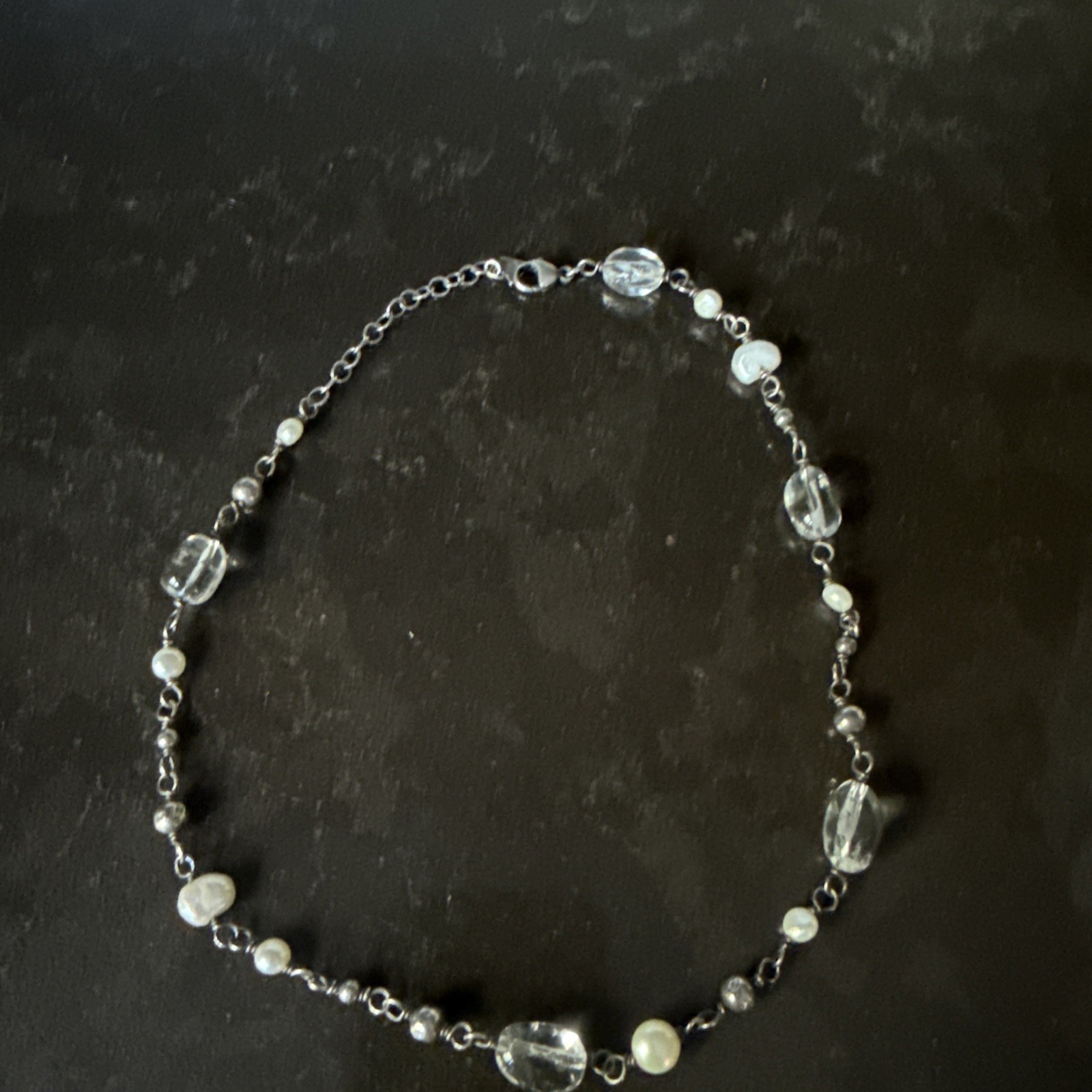 Silpada Retired Sterling Silver Freshwater Pearl Quartz Crystal Bead Necklace Silpada Retired Sterling Silver Freshwater Pearl Quartz Crystal Bead Necklace
