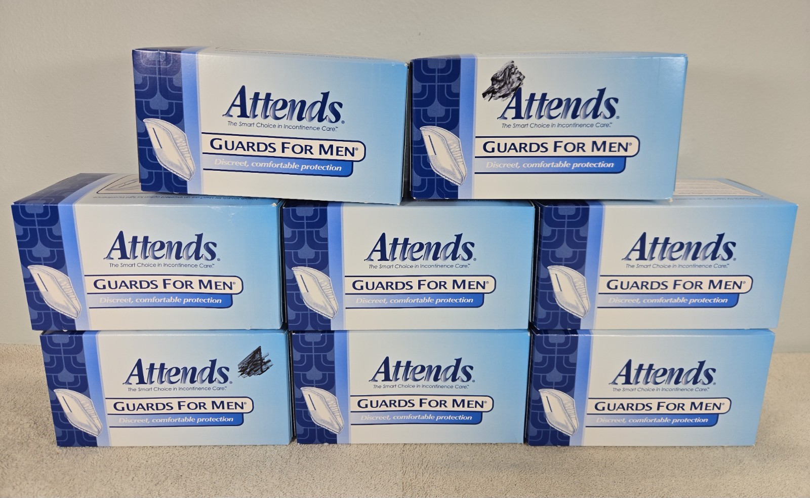Lot Of Attends Guards For Men Incontinence Care One Size 8 Packs of 16 Each