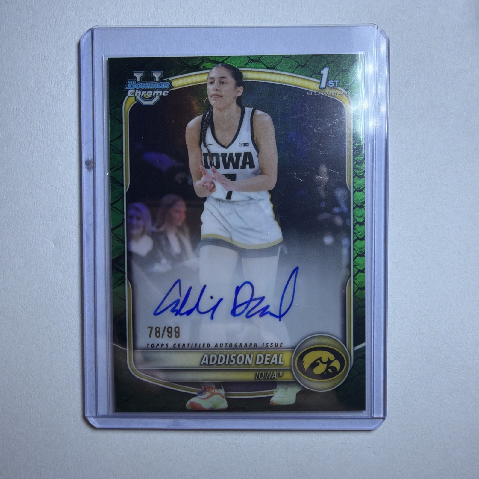 Addison Deal 2025-26 Topps Bowman Prospect Reptilian Green Auto /99 #CPA-AE