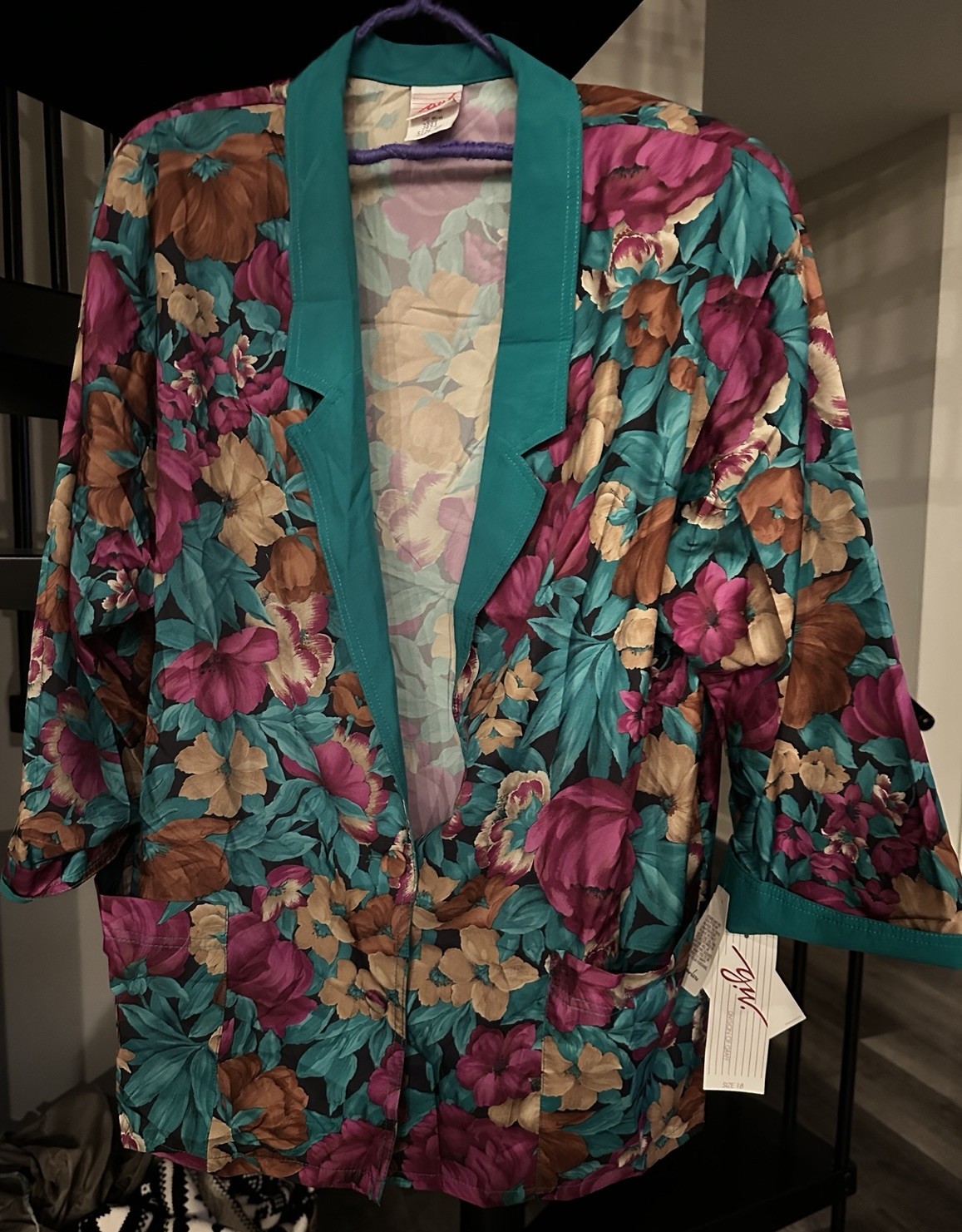 Vintage 90s Blazer NWT Dead Stock Floral Size 18 Younkers DuPont Micromattique Vintage 90s Blazer NWT Dead Stock Floral Size 18 Younkers DuPont Micromattique